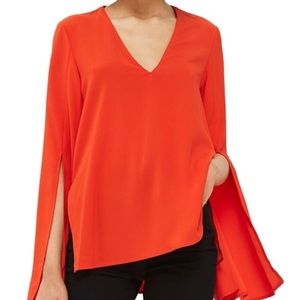 Topshop Split Sleeve  V-Neck Blouse